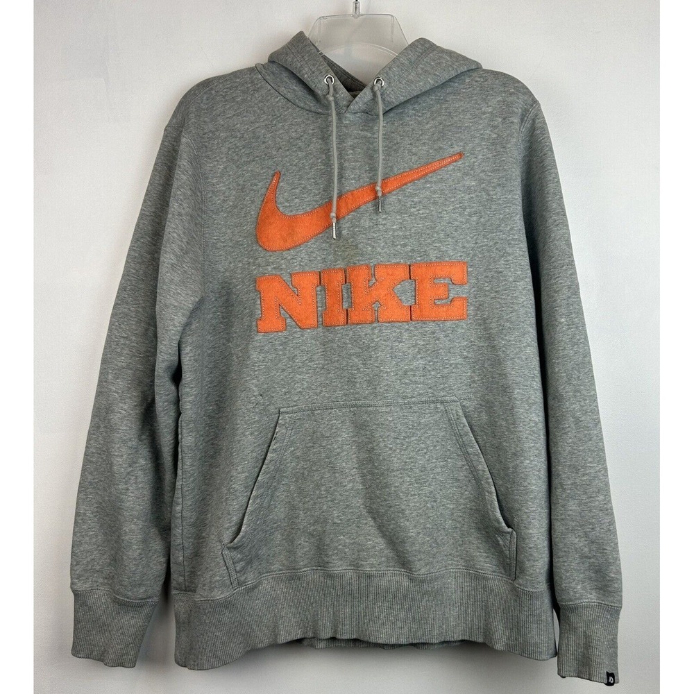 Vtg Nike Sweatshirt Mens L Gray Athletic Department Swoosh Felt Hoodie Read
